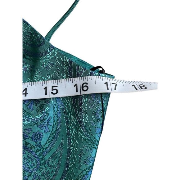Y2K Blondie nites teal green ornate back tie, spaghetti strap, corset top croppe - Picture 4 of 6